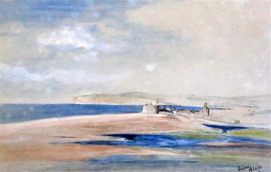 Edward Lear (1812-1888) Seaford, looking towards Newhaven 7.25 x 11.75in.